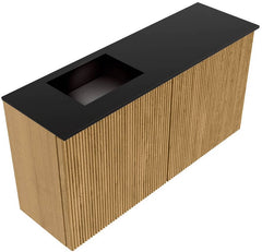 JOYA 80cm toiletmeubel kleur Oak. Wastafel FAYE positie Links Zonder kraangat kleur Urban.