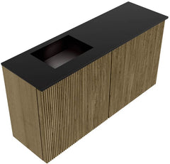 JOYA 80cm toiletmeubel kleur Dusk. Wastafel FAYE positie Links 1 kraangat kleur Urban.