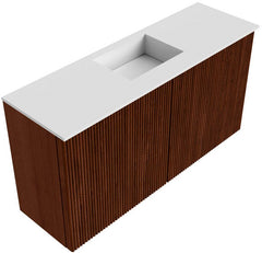 JOYA 80cm toiletmeubel kleur Ruby. Wastafel FAYE positie Midden Zonder kraangat kleur Talc.