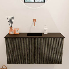 JOYA 80cm toiletmeubel kleur Shadow. Wastafel FAYE positie Midden Zonder kraangat kleur Urban.