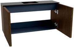 JOYA 80cm toiletmeubel kleur Walnut. Wastafel FAYE positie Midden Zonder kraangat kleur Urban.