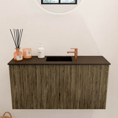 JOYA 80cm toiletmeubel kleur Dusk. Wastafel FAYE positie Midden 1 kraangat kleur Urban.