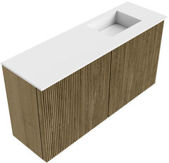 JOYA 80cm toiletmeubel kleur Dusk. Wastafel FAYE positie Rechts Zonder kraangat kleur Talc.