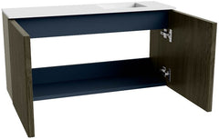 JOYA 80cm toiletmeubel kleur Shadow. Wastafel FAYE positie Rechts Zonder kraangat kleur Talc.