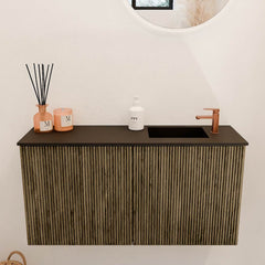 JOYA 80cm toiletmeubel kleur Dusk. Wastafel FAYE positie Rechts 1 kraangat kleur Urban.