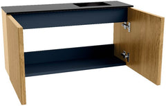 JOYA 80cm toiletmeubel kleur Oak. Wastafel FAYE positie Rechts 1 kraangat kleur Urban.