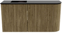 JOYA 81,6cm toiletmeubel ronding rechts kleur Dusk. Wastafel FAYE positie Links Zonder kraangat kleur Urban.