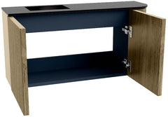 JOYA 81,6cm toiletmeubel ronding rechts kleur Dusk. Wastafel FAYE positie Links Zonder kraangat kleur Urban.