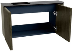 JOYA 81,6cm toiletmeubel ronding rechts kleur Shadow. Wastafel FAYE positie Links Zonder kraangat kleur Urban.