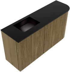 JOYA 81,6cm toiletmeubel ronding rechts kleur Dusk. Wastafel FAYE positie Links 1 kraangat kleur Urban.