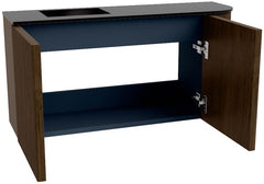 JOYA 81,6cm toiletmeubel ronding rechts kleur Walnut. Wastafel FAYE positie Links 1 kraangat kleur Urban.