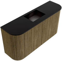 JOYA 83,2cm toiletmeubel ronding links + rechts kleur Dusk. Wastafel FAYE positie Midden Zonder kraangat kleur Urban.