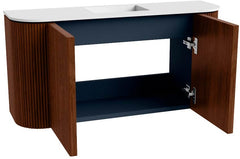 JOYA 83,2cm toiletmeubel ronding links + rechts kleur Ruby. Wastafel FAYE positie Midden Zonder kraangat kleur Talc.