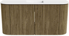 JOYA 83,2cm toiletmeubel ronding links + rechts kleur Dusk. Wastafel FAYE positie Midden 1 kraangat kleur Talc.