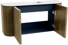 JOYA 83,2cm toiletmeubel ronding links + rechts kleur Dusk. Wastafel FAYE positie Midden 1 kraangat kleur Talc.