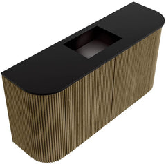 JOYA 83,2cm toiletmeubel ronding links + rechts kleur Dusk. Wastafel FAYE positie Midden 1 kraangat kleur Urban.