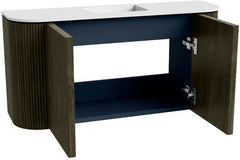 JOYA 83,2cm toiletmeubel ronding links + rechts kleur Shadow. Wastafel FAYE positie Midden 1 kraangat kleur Talc.