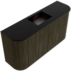 JOYA 83,2cm toiletmeubel ronding links + rechts kleur Shadow. Wastafel FAYE positie Midden 1 kraangat kleur Urban.