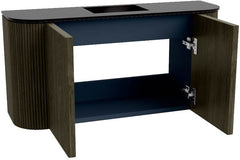 JOYA 83,2cm toiletmeubel ronding links + rechts kleur Shadow. Wastafel FAYE positie Midden 1 kraangat kleur Urban.