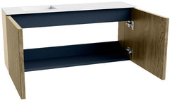 JOYA 90cm toiletmeubel kleur Dusk. Wastafel FAYE positie Links Zonder kraangat kleur Talc.