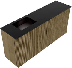 JOYA 90cm toiletmeubel kleur Dusk. Wastafel FAYE positie Links Zonder kraangat kleur Urban.