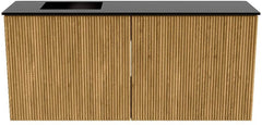 JOYA 90cm toiletmeubel kleur Oak. Wastafel FAYE positie Links Zonder kraangat kleur Urban.