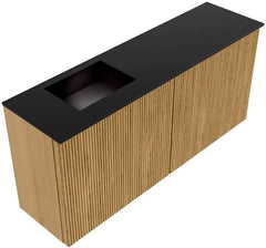 JOYA 90cm toiletmeubel kleur Oak. Wastafel FAYE positie Links Zonder kraangat kleur Urban.