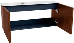 JOYA 90cm toiletmeubel kleur Ruby. Wastafel FAYE positie Links Zonder kraangat kleur Talc.