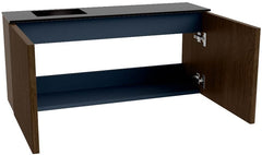 JOYA 90cm toiletmeubel kleur Walnut. Wastafel FAYE positie Links Zonder kraangat kleur Urban.