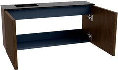 JOYA 90cm toiletmeubel kleur Walnut. Wastafel FAYE positie Links Zonder kraangat kleur Urban.