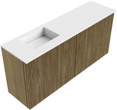 JOYA 90cm toiletmeubel kleur Dusk. Wastafel FAYE positie Links 1 kraangat kleur Talc.