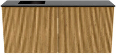 JOYA 90cm toiletmeubel kleur Oak. Wastafel FAYE positie Links 1 kraangat kleur Urban.