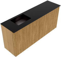 JOYA 90cm toiletmeubel kleur Oak. Wastafel FAYE positie Links 1 kraangat kleur Urban.