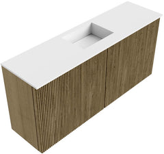 JOYA 90cm toiletmeubel kleur Dusk. Wastafel FAYE positie Midden Zonder kraangat kleur Talc.