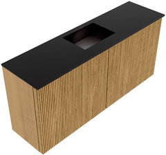 JOYA 90cm toiletmeubel kleur Oak. Wastafel FAYE positie Midden Zonder kraangat kleur Urban.