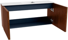 JOYA 90cm toiletmeubel kleur Ruby. Wastafel FAYE positie Midden Zonder kraangat kleur Talc.