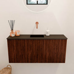 JOYA 90cm toiletmeubel kleur Ruby. Wastafel FAYE positie Midden Zonder kraangat kleur Urban.