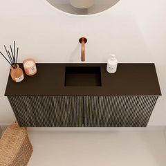 JOYA 90cm toiletmeubel kleur Shadow. Wastafel FAYE positie Midden Zonder kraangat kleur Urban.