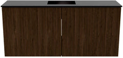 JOYA 90cm toiletmeubel kleur Walnut. Wastafel FAYE positie Midden Zonder kraangat kleur Urban.