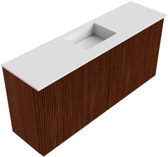 JOYA 90cm toiletmeubel kleur Ruby. Wastafel FAYE positie Midden 1 kraangat kleur Talc.