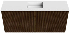 JOYA 90cm toiletmeubel kleur Walnut. Wastafel FAYE positie Midden 1 kraangat kleur Talc.
