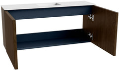 JOYA 90cm toiletmeubel kleur Walnut. Wastafel FAYE positie Midden 1 kraangat kleur Talc.