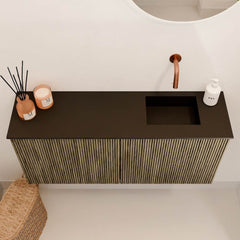 JOYA 90cm toiletmeubel kleur Dusk. Wastafel FAYE positie Rechts Zonder kraangat kleur Urban.