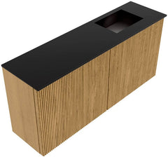 JOYA 90cm toiletmeubel kleur Oak. Wastafel FAYE positie Rechts Zonder kraangat kleur Urban.