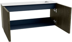 JOYA 90cm toiletmeubel kleur Shadow. Wastafel FAYE positie Rechts Zonder kraangat kleur Talc.