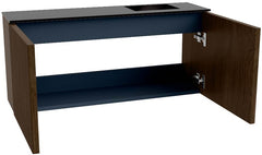 JOYA 90cm toiletmeubel kleur Walnut. Wastafel FAYE positie Rechts Zonder kraangat kleur Urban.