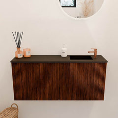 JOYA 90cm toiletmeubel kleur Ruby. Wastafel FAYE positie Rechts 1 kraangat kleur Urban.