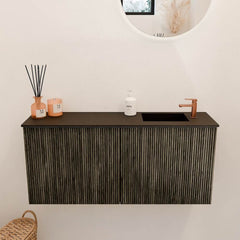 JOYA 90cm toiletmeubel kleur Shadow. Wastafel FAYE positie Rechts 1 kraangat kleur Urban.