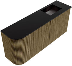 JOYA 91,6cm toiletmeubel ronding links kleur Dusk. Wastafel FAYE positie Rechts Zonder kraangat kleur Urban.