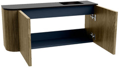 JOYA 91,6cm toiletmeubel ronding links kleur Dusk. Wastafel FAYE positie Rechts Zonder kraangat kleur Urban.